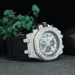 Black Rubber StrapVVS Moissanite Diamond Iced Out Automatic Movement Moissanite Diamond