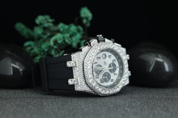 Black Rubber StrapVVS Moissanite Diamond Iced Out Automatic Movement Moissanite Diamond
