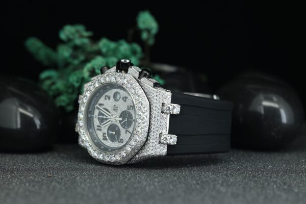 Black Rubber StrapVVS Moissanite Diamond Iced Out Automatic Movement Moissanite Diamond - Image 11