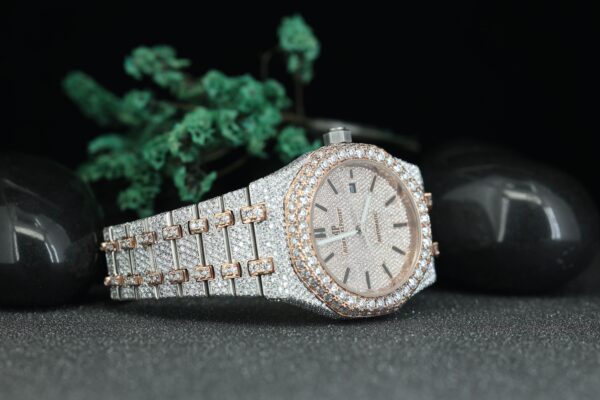 Bust Down Skeleton Moissanite Watch Unique Fully Iced Out Automatic Antique Limited Edition Watch - Image 5