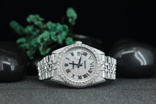 Classic Numeric Dial VVS Moissanite Stainless Steel Watch Bust Down Iced Out Bling Blink Watch Personalized Custom Watch - Image 2