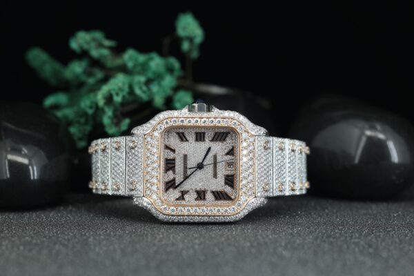Diamond Watches For Men’s Handmade Moissanite Studded Fully Iced Out Hip-hop Moissanite Diamond Watch - Image 2