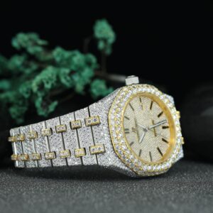 Fully Iced Out 2 Tone Rose Gold Moissanite Diamond Luxury Watch Gift For Him Hip Hop Jewelry