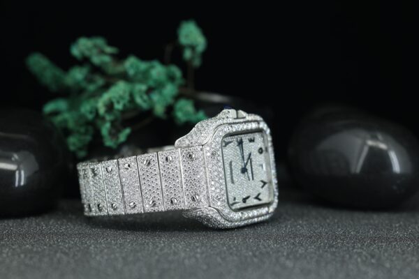 Luxury Arabic Dial White Moissanite Diamond Watch, Dial Hip Hop Fully Iced Out Diamond Watch Gift For Men’s - Image 5