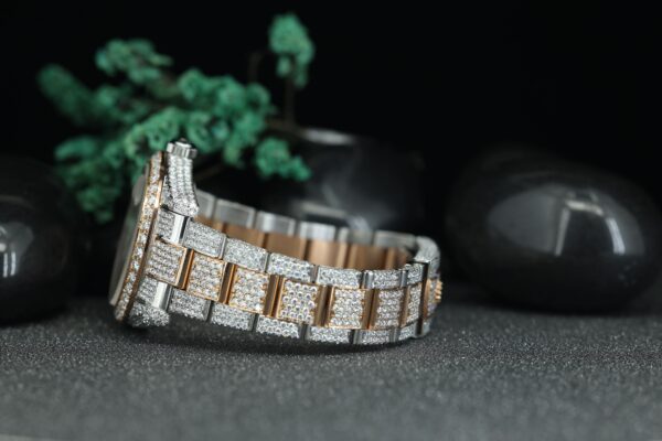 Men’s Datejust Fully Iced Out Full Load Genuine Moissanite Diamond Roman Dial Watch - Image 4