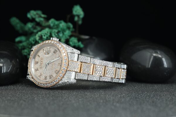Men’s Datejust Fully Iced Out Full Load Genuine Moissanite Diamond Roman Dial Watch - Image 3