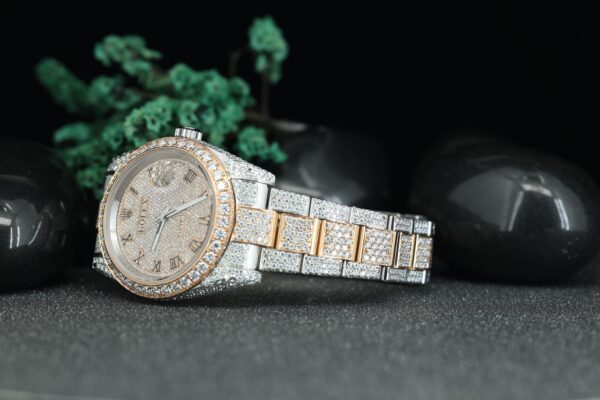 Men’s Datejust Fully Iced Out Full Load Genuine Moissanite Diamond Roman Dial Watch - Image 2