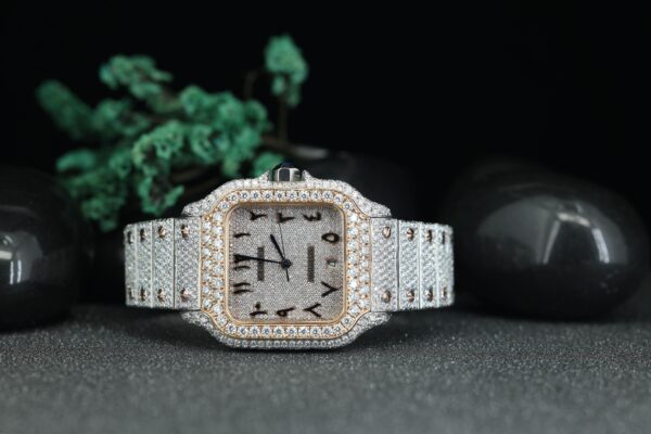 Round Cut Moissanite Square Shape Luxury VVS1 Moissanite Diamond Watch Handcrafted Watch For Men’s Hip Hop Jewelry For Him - Image 3