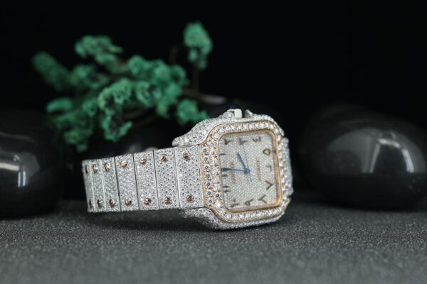 Fully Iced Out VVS Moissanite Diamond Automatic Movement Watch Burst Down Wristwatch, Handmade Wrist Watch, Stainless Steel Watch - Image 2