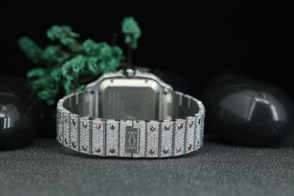 Fully Iced Out VVS Moissanite Diamond Automatic Movement Watch Burst Down Wristwatch, Handmade Wrist Watch, Stainless Steel Watch - Image 5