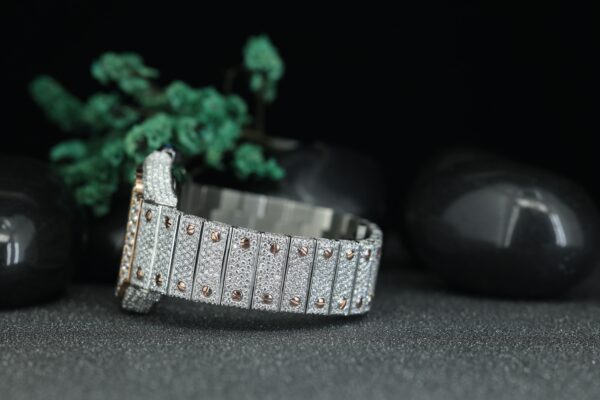 Fully Iced Out VVS Moissanite Diamond Automatic Movement Watch Burst Down Wristwatch, Handmade Wrist Watch, Stainless Steel Watch - Image 4