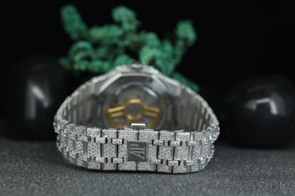 Moissanite Iced Out Watch Automatic Movement White Dial Hip Hop Diamond Watch - Image 9