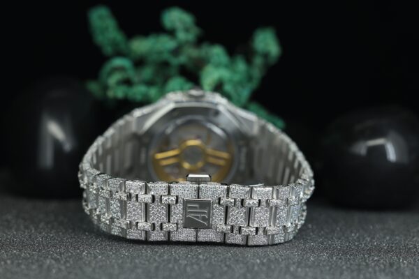 VVS Moissanite Round Shape Diamond Watch, Fully White Gold Plated Men’s Watch - Image 3