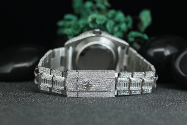 Round blue Moissanite Diamond Watch Hip Hop Fashion Iced Out VVS Moissanite Round Diamond - Image 6