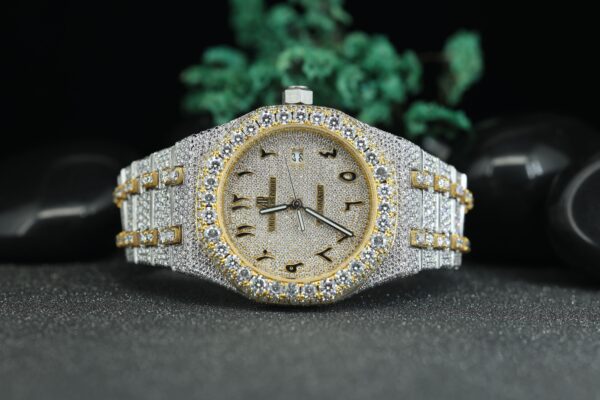 Luxury Moissanite Diamond Watch Arabic Letter Round Dial VVS White Moissanite Automatic Wrist Watch - Image 5