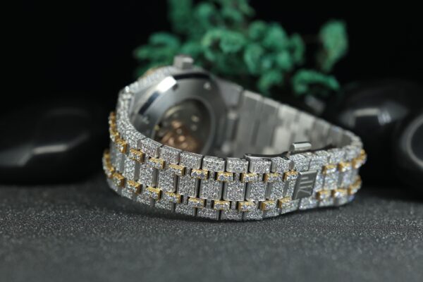 Luxury Moissanite Diamond Watch Arabic Letter Round Dial VVS White Moissanite Automatic Wrist Watch - Image 2