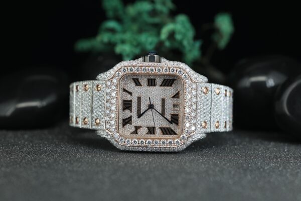 Round Cut Moissanite Square Shape Luxury Automatic Movement Diamond Men’s Watch, Hip-Hop Diamond Watch - Image 4