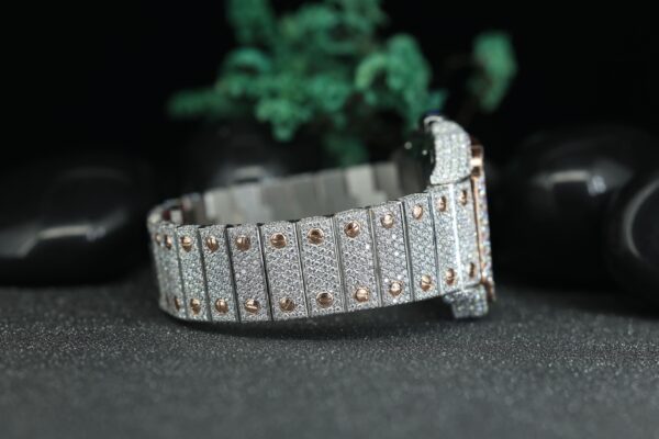 high quality moissanite watch Premium Quality VVS Clarity Moissanite Diamond Iced Out Analog Diamond Studded - Image 5