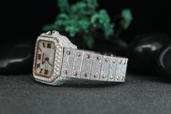 Round Cut Moissanite Square Shape Luxury Automatic Movement Diamond Men’s Watch, Hip-Hop Diamond Watch - Image 6