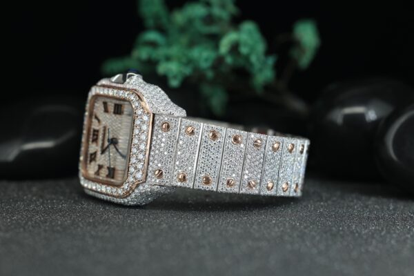 Round Cut Moissanite Square Shape Luxury Automatic Movement Diamond Men’s Watch, Hip-Hop Diamond Watch - Image 5