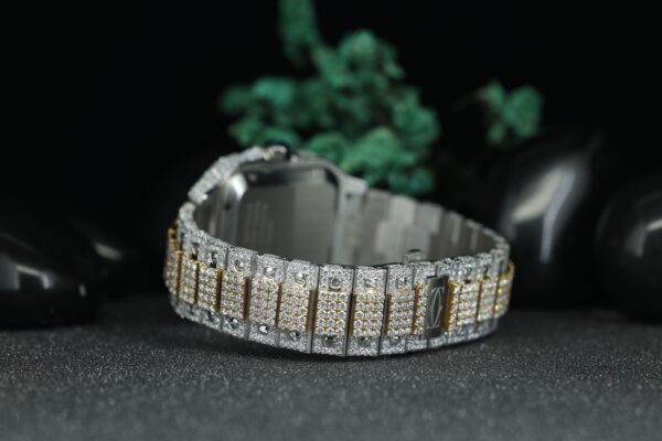 Moissanite Diamond Watch, Arabic Dial Watch For Men’s Two Tone White Gold And Yellow Gold Plated Watch - Image 7