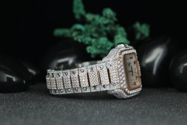VVV Moissanite Luxury Fully Automatic Diamond Dual Tone Iced Arabic Dial Watch Iced Out Watches - Image 2