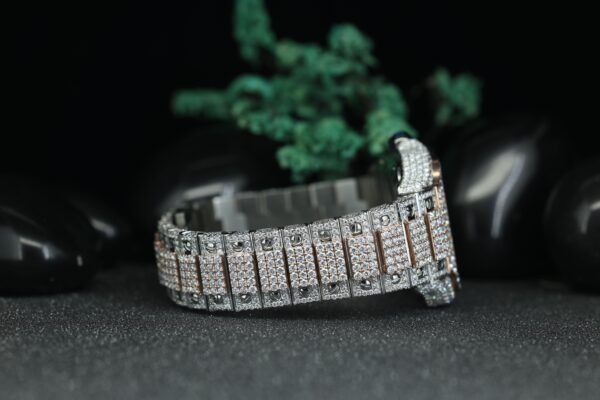 VVV Moissanite Luxury Fully Automatic Diamond Dual Tone Iced Arabic Dial Watch Iced Out Watches - Image 7