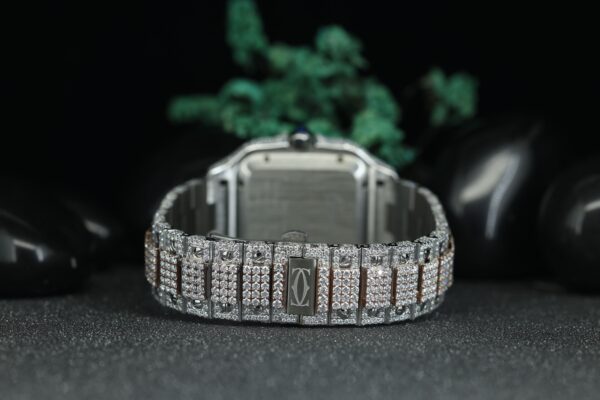 VVV Moissanite Luxury Fully Automatic Diamond Dual Tone Iced Arabic Dial Watch Iced Out Watches - Image 6
