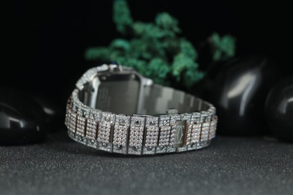 VVV Moissanite Luxury Fully Automatic Diamond Dual Tone Iced Arabic Dial Watch Iced Out Watches - Image 5